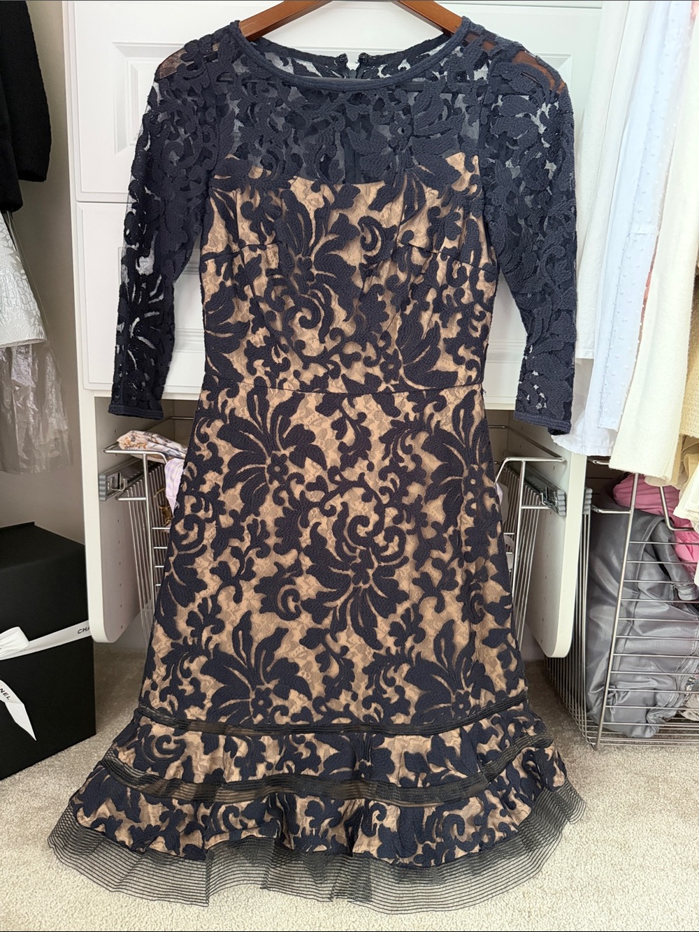 Tadashi Shoji Black Lace-Overlay Cocktail Dress